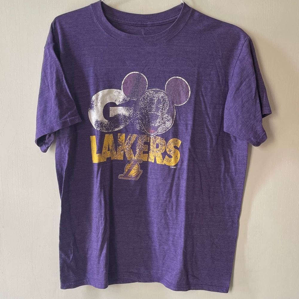 Disney Mickey Mouse Los Angeles Lakers Purple Graphic Shirt Sz L Basketball